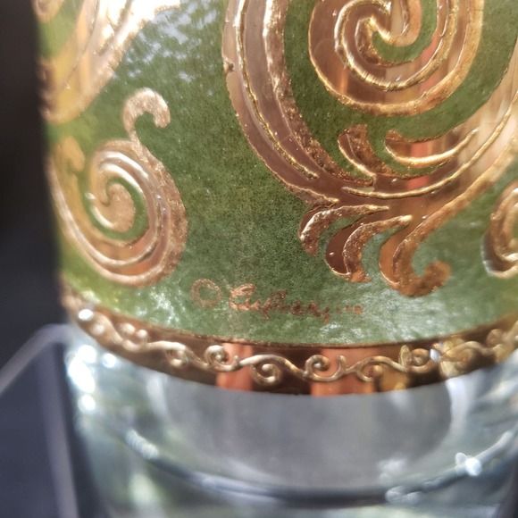 Vintage Culver Signed 24K Gold Green Toledo Cocktail Martini Pitcher & 6 Glasses - Picture 14 of 15